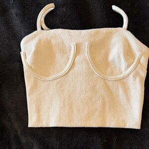 Cream Ribbed Tank Top